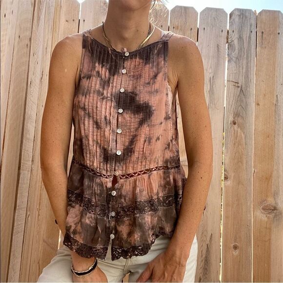 Free people tie dye sleeveless blouse size small - Picture 10 of 11